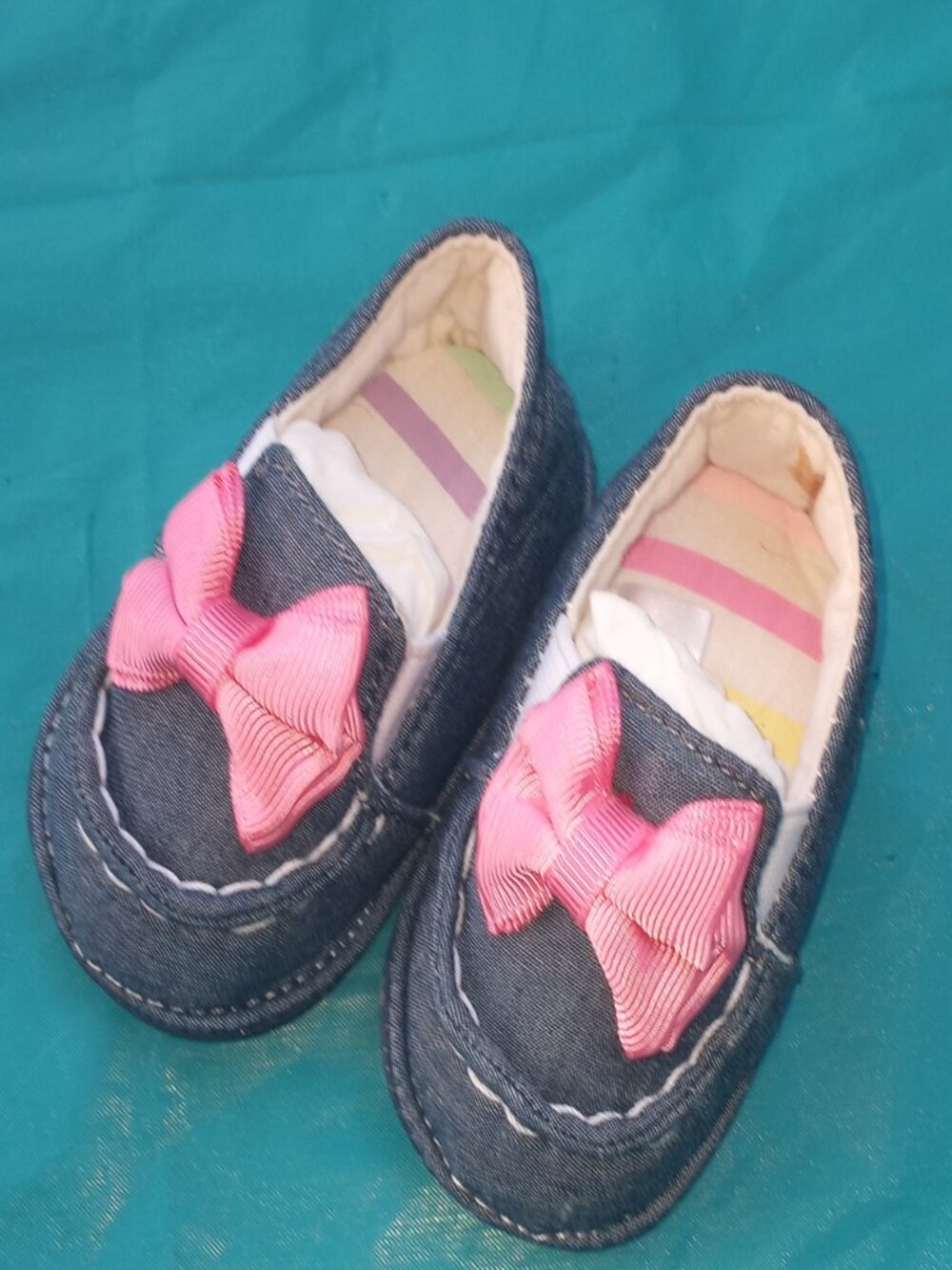 BIG BOW denim baby shoes